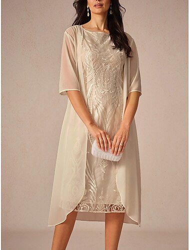  dames chiffon cover-up jasje effen kleur elegant stijlvol halve mouw champagne zomer lente