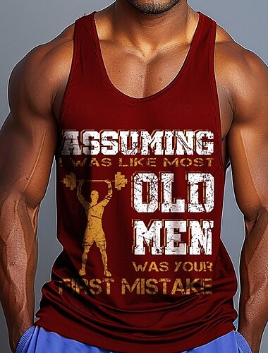  Herren Lustiger Slang Weste Ärmellos T-Shirt 3D-Druck Rundhalsausschnitt Hemd Sport Mode Täglich Fitnessstudio Wandern Rote Blau Grün Sommer Frühling Bekleidung S M L XL XXL XXXL