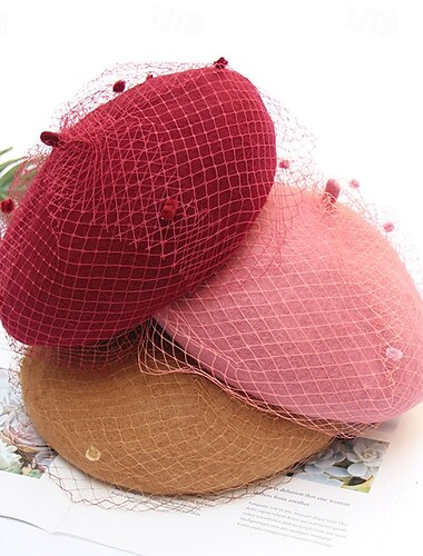  Hüte Polyester Baskenmütze Fedora-Hut Schlapphut Geburtstag Lässig Ferien Elegant Vintage Einfach Mit Unifarbe Spleißen Kopfschmuck Kopfbedeckung