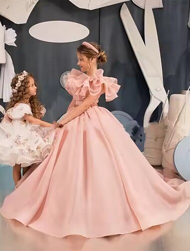  Vestido de Gala Hasta la Rodilla Vestido de Niña Florista Quinceañera Elsa congelada Niñas lindo vestido de fiesta Tul con Fruncido Estilo real tutú Ajuste 3-16 años