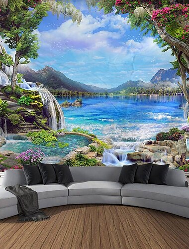  夢のような海水植物の風景吊りタペストリー壁アート大きなタペストリー壁画装飾写真背景ブランケットカーテンホーム寝室リビングルームの装飾
