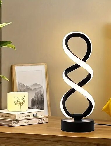  moderní spirálová led stolní lampa nastavitelný jas 3 barevné režimy noční světlo napájené přes USB pro ložnici, halu nebo kancelářskou ubytovnu stolní lampu