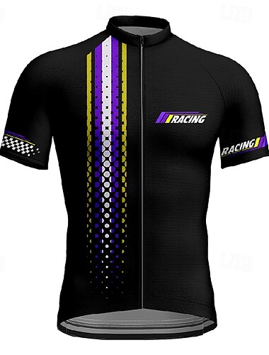  Herre Sykkeltrøyer Kortermet Sykkel T-skjorte Jersey med 3 baklommer Fjellsykling Pustende Hurtigtørkende Anatomisk design Vidje Skoggrønn Svart Gul sport Klær