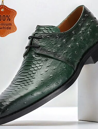  heren groene echt leren oxford schoenen - luxe krokodillenpatroon veterschoenen voor kentucky derby & bruiloften