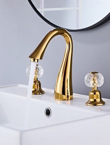  Baño grifo del fregadero - Separado Galvanizado Muy Difundido Dos asas de tres agujerosBath Taps