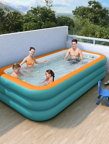 Piscinas inflables, piscina inflable rectangular para niños, piscina inflable familiar, piscina inflable tipo lounge para jardín al aire libre, fácil de inflar