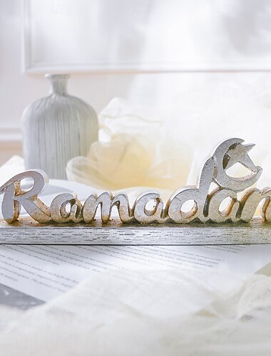  Ramadan Letter Decoration Figurine, Resin Antique-Style Craft, Muslim Festival Gift for Eid al-Fitr & Eid al-Adha, Cute Gift for Family Gatherings and Celebrations