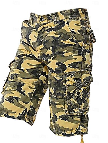  Voor heren Cargoshorts Camouflage shorts Korte broek Zomer korte broeken Been trekkoord Meerdere zakken Flap zak camouflage Camouflage Kleur Comfort Draagbaar Knielengte Buiten Urheilu Dagelijks