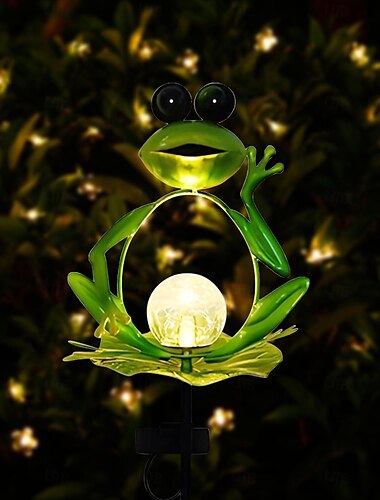  LED-Solar-Landschaftslichter, Frosch-Eisen-Knistern-Bodenlampe, für den Außenbereich, Garten, Terrasse, Tierdekoration, wasserdicht, automatisches Ein-/Ausschalten, Solarlicht für den Garten