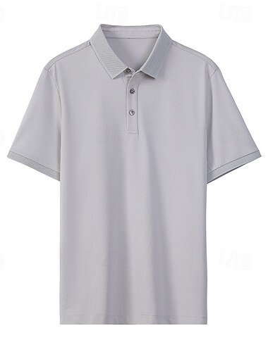  Herren Poloshirt aus Seiden-Baumwoll-Mischgewebe, Strick-Polopullover, Business-Casual, Revers, kurze Ärmel, formell, einfarbig, Knöpfe, Sommer, Schwarz, Felsgrün, Hellgrün, Marineblau, Dunkelgrau, Grau