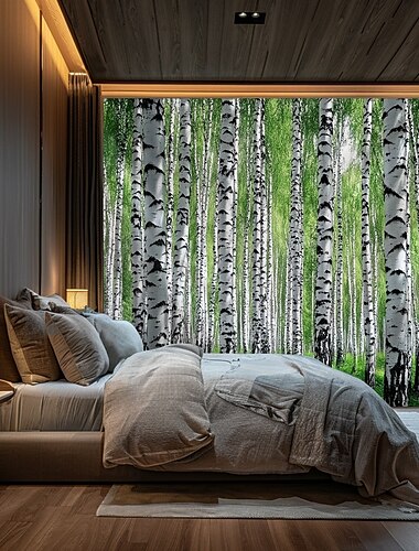  Landschaft Wald hängender Wandteppich Wandkunst großes Wandteppich-Mural-Dekor Fotografie Hintergrunddecke Vorhang Heim Schlafzimmer Wohnzimmer Dekoration Birkenbäume
