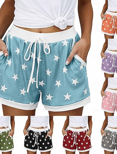  Femme Taille EU / US Pyjamas Pantalon de Survêtement Shorts bouffants Athleisure Sport Court Taille médiale Etoile Poche Imprimé Basique Extérieur Confortable Des sports Micro-élastique Casual Des