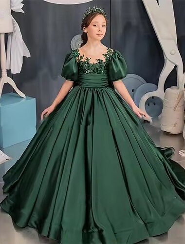  Robe de Soirée Mi-long Robe de Demoiselle d'Honneur Fille 18 ème Anniversaire Elsa congelée Filles Jolie robe de bal Tulle avec Ruché Style Royal Tutu Ajustement 3-16 ans