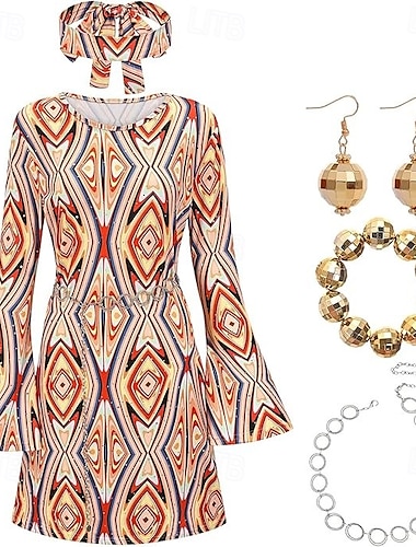  Retro / vintage 60-talet 70-talet Cosplay-kostym Kläder Tillbehör set Hippie Dam Karnival Maskerad Prestanda Fest Prideparad Vuxna 1 Halsband 1 Armband Topp