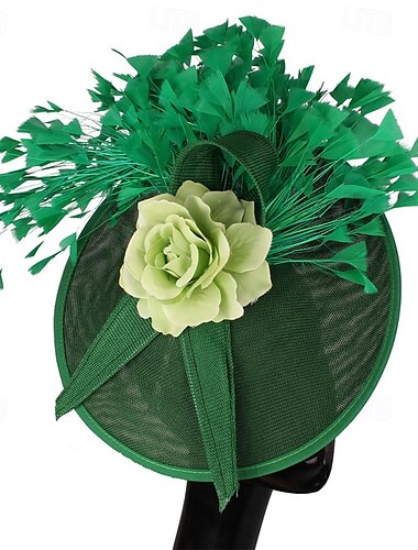  Peça para Cabeça Linho Artificial Penas Casamento Festa de Noite Elegante Casamento Com Penas Capacete Chapéu