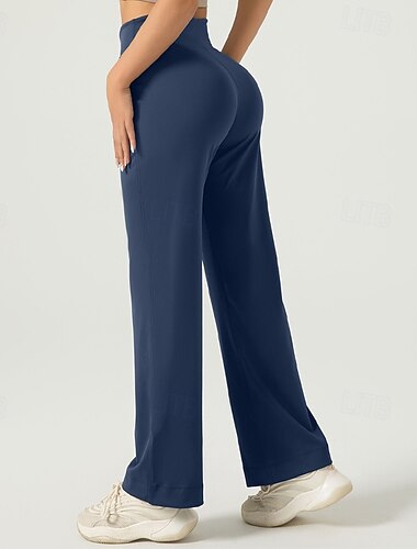  Damen Yogahose Fackeln Tasche Kordelzug Bauchkontrolle Po-Lifting Hohe Taille Yoga Fitnesstraining Pilates Strumpfhosen Marineblau Schwarz Grau Spandex Herbst Sport Sportkleidung Dehnbar Schlank