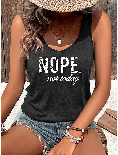  Damen Camisole-Tanktop Grafik Buchstabe Vintage Lässig Ärmellos Rundhalsausschnitt Rundausschnitt Normale Oberteile Täglich Urlaubskleidung Druck Grau Sommer