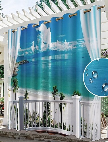  Outdoor Vorhang, Bauernhaus-Vorhangpaneele für Wohnzimmer, Schlafzimmer, Tür, Küche, Fenster, thermisch isolierte Raumverdunkelung