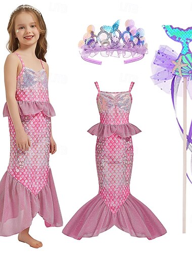  La Sirenita Pequeña sirena Princesa Sirena Vestidos Disfraz de fiesta temática Cosplay Cosplay de película for Chica Niños Carnaval Mascarada Fiesta Festivos