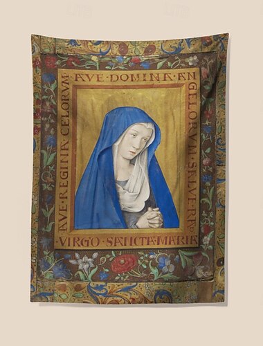  Medieval Tapestry Mittelalterliche Teppich Gotische Kunst Wandkunst Großer Wandteppich Wanddekor Fotografie Hintergrund Decke Vorhang Haus Schlafzimmer Wohnzimmer Dekoration Feuillet enluminé Vierge
