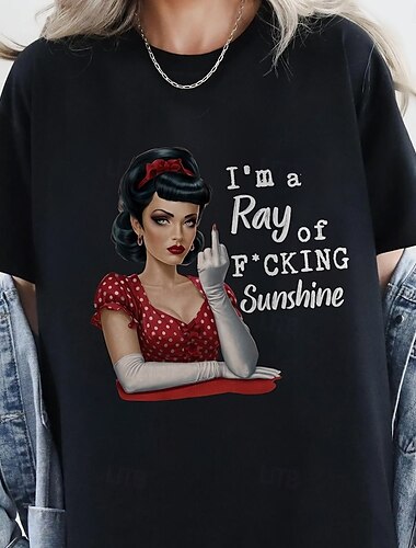  T-Shirt Retro Poster Retro-Mädchen Grafik Für Damen Erwachsene Maskerade Heißprägen Alltagstauglich
