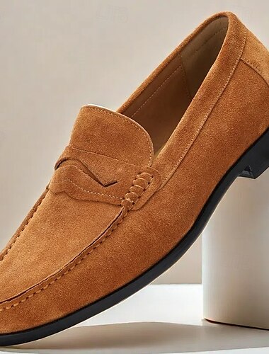 Herren-Pennyloafer aus hellbraunem Wildleder – klassische Slip-On-Abendschuhe für Business, Hochzeiten und die Freizeit