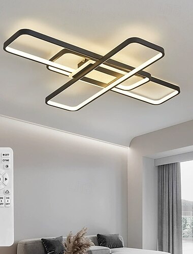  μοντέρνο φωτιστικό οροφής 23,6 in 96w 35,8 in 124w led infinite dimming appremote control 4 δακτυλίων μαύρο ενσωματωμένο φωτιστικό οροφής κατάλληλο για υπνοδωμάτια με χαμηλή οροφή σαλόνια τραπεζαρίες