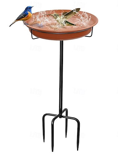  Bain d'oiseaux autoportant bol extérieur, bain d'oiseaux de jardin autoportant bol mangeoire à oiseaux avec piquet en métal, décoration amovible spa mangeoire à oiseaux pour jardin patio cour pelouse