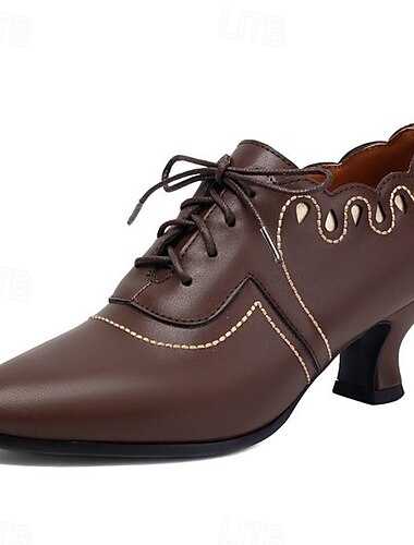  Rococó Victoriano Renacimiento Zapatos Botas Mujer Real Mascarada Uso Diario Adulto