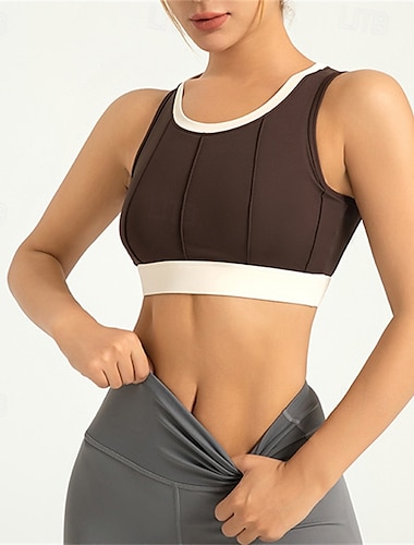 Mujer Sujeción Alta Sujetadores de Deporte Sujetador para correr Retazos Sin aros Sujetador superior Acolchado Aptitud física Deportes recreativos Corriendo Transpirable Ligero Suave Licra Negro Rosa