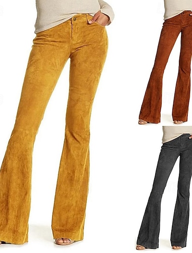  Retro / vintage 60-talet Hippie Lång längd Bell Bottom byxor Hippie Ensfärgat Figursydd Dam Karnival Dagliga kläder Prideparad Pride månad Vuxna Byxor Vår & sommar