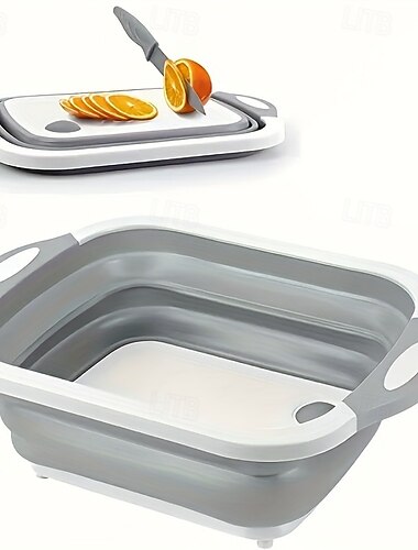 1 tina para platos de cocina plegable y multifuncional 1 tabla de preparación plegable de polietileno de 2,11 galones tina para platos de cocina plegable y multifuncional para preparar comida de