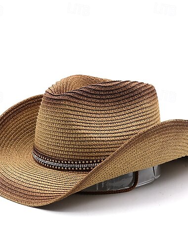  Муж. Шляпа от солнца Ковбойская шляпа Шляпа Fedora Trilby Черный Красный Соломенная веревка Старинный Мода 18-ый век Повседневные Тематическая вечеринка Сплошной/однотонный цвет