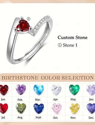  Anillo de piedra de nacimiento personalizado el mejor regalo para mamá – anillo abierto personalizado para mujeres regalo perfecto para el Día de la Madre el Día de San Valentín aniversario