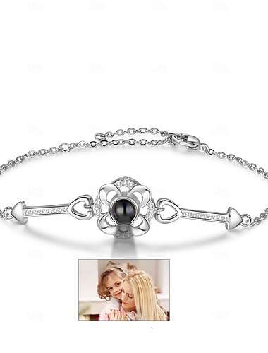  Personalisierte elegante Armband das beste Geschenk für Mama - projektierter Stein und graviertes Foto für Frauen ein perfektes Erinnerungsstück für Mama Großmutter Frau und Freundin