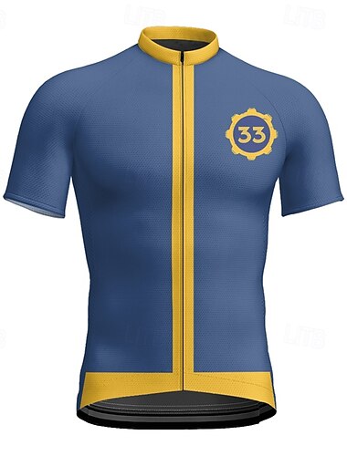  Herre Sykkeltrøyer Kortermet Sykkel T-skjorte Jersey med 3 baklommer Fjellsykling Pustende Hurtigtørkende Anatomisk design Vidje Blå sport Klær