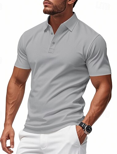  Herren Golfshirt Piqué-Poloshirt Geschäft Lässig Gerippter Polokragen Kurzarm Mode Basic Einfarbig Knöpfe Sommer Frühling & Herbst Normale Passform Schwarz Weiß Hellgrün Marinenblau Hellgrau Golfshirt