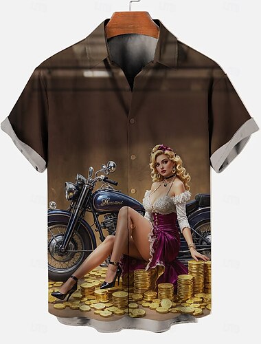  Bluse / Hemd Retro Poster Retro-Mädchen Grafik Für Herren Erwachsene Maskerade 3D-Druck Urlaub Party