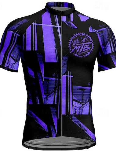  Herren Radtrikot fahrradbekleidung Fahrradtrikot Kurzarm Fahhrad T-Shirt Trikot mit 3 Gesäßtaschen MTB Mountain Atmungsaktiv Schnelltrocknend Anatomisches Design Schweißtransportierend Purpur Sport