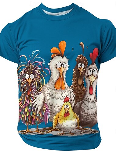  Homme Coq Poussin Drôle T-shirt Manche Courte T-shirt Impression 3D Col ras du cou Chemise Exagéré Designer Soirée Fête Noir Blanche Rouge Été Printemps Vêtement Tenue S M L XL XXL XXXL