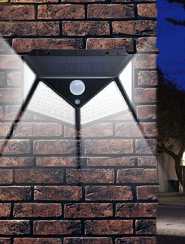  Luces LED de pared para exteriores, energía solar portátil, adecuadas para acampar en interiores y exteriores, iluminación potente, luz solar de 100 LED