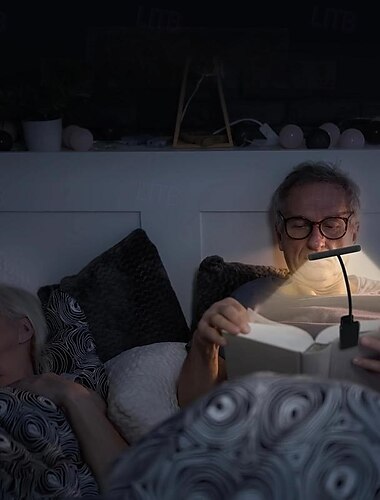  1 lampe de lecture à clip pour les yeux, sans scintillement, 12 LED, lampe de lecture nocturne pour chambre à coucher, chargement USB