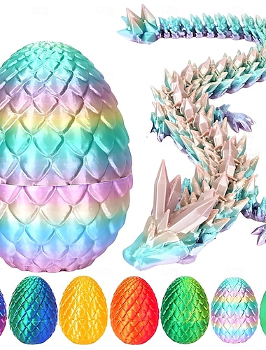  paas 3d geprint drakenei, mysterieus kristal drakenei fidget speelgoed verrassing, paaseieren gearticuleerde kristal drakeneieren met draak erin