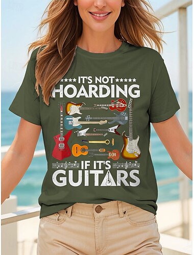  Women's T Shirt Graphic Letter Stylish Casual Short Sleeve Round Neck Regular Tops Daily Weekend Print Black Blue Green Gray Summer Spring