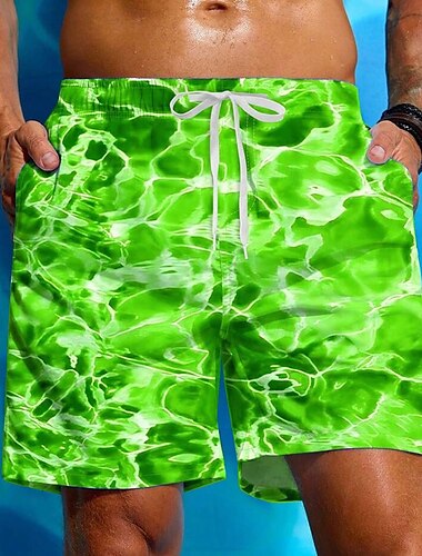  Herren Ozean Wellen Badehosen Badeshorts Boardshorts Mittlere Taille Streetwear Hawaiianisch Strandurlaub Seitentaschen Netzfutter Elastischer Kordelzug in der Taille Designer Bekleidung