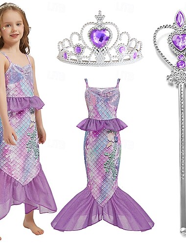  La Sirenita Pequeña sirena Princesa Sirena Vestidos Disfraz de fiesta temática Cosplay Cosplay de película for Chica Niños Carnaval Mascarada Fiesta Festivos