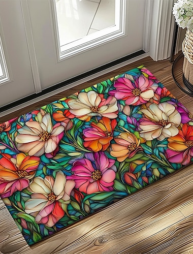  Blomsterdoormat köksmatta golvmatta halkfri matta olje- och vattenavvisande matta inomhus utomhus matta sovrumsdekoration badrumsmatta entrématta vår sommar