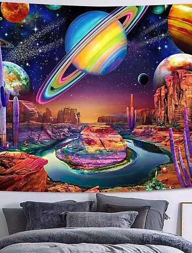  Planet Hängender Wandteppich Wandkunst Universum Großer Wandteppich Wanddekor Fotografie Hintergrund Decke Vorhang Haus Schlafzimmer Wohnzimmer Dekoration