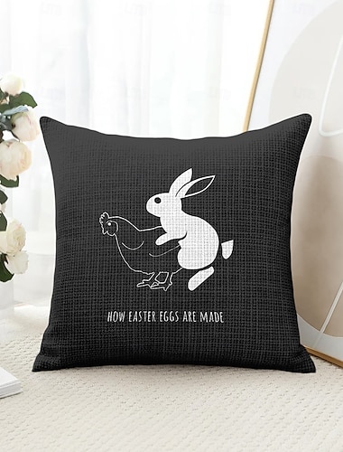 Paas Grappige Konijn Decoratieve Gooi Kussenshoes 1PC Zacht Vierkant Bank Kussenhoes Kussenhoes voor Slaapkamer Woonkamer Bank Stoel