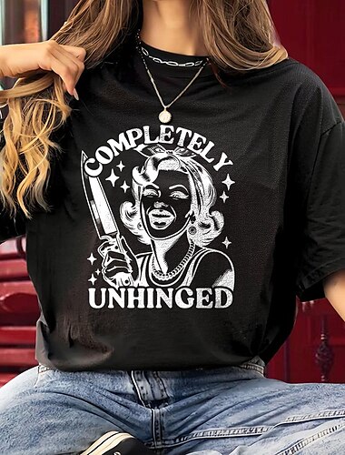  T-Shirt-Ärmel Retro Poster Retro-Mädchen Grafik Für Damen Erwachsene Maskerade Heißprägen Casual